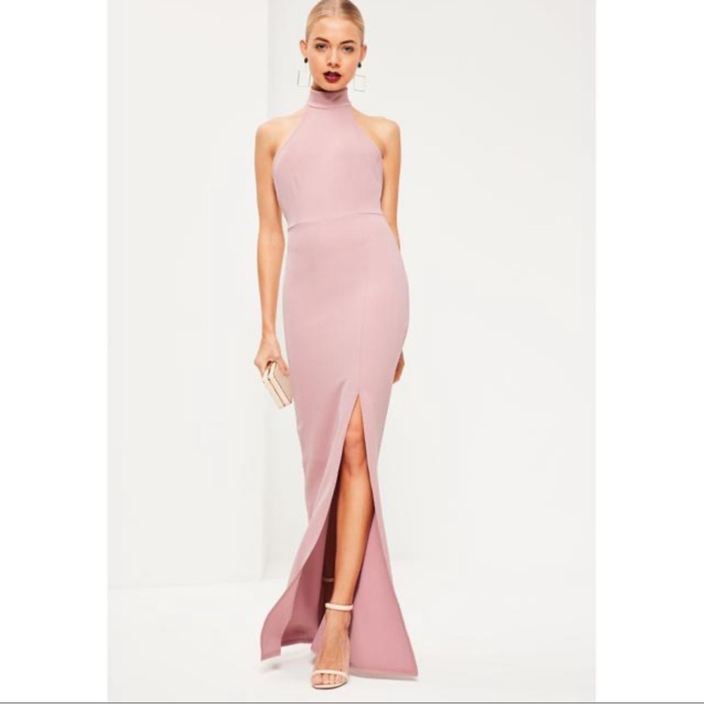 Pink choker maxi dress